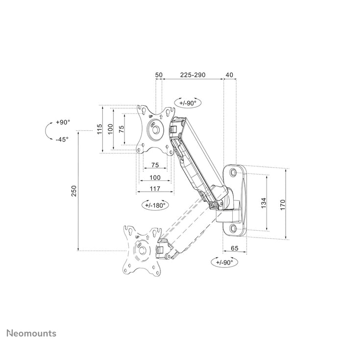 Neomounts WL70-440BL11 support mural articulé pour écrans de 17 à 32 pouces - Noir