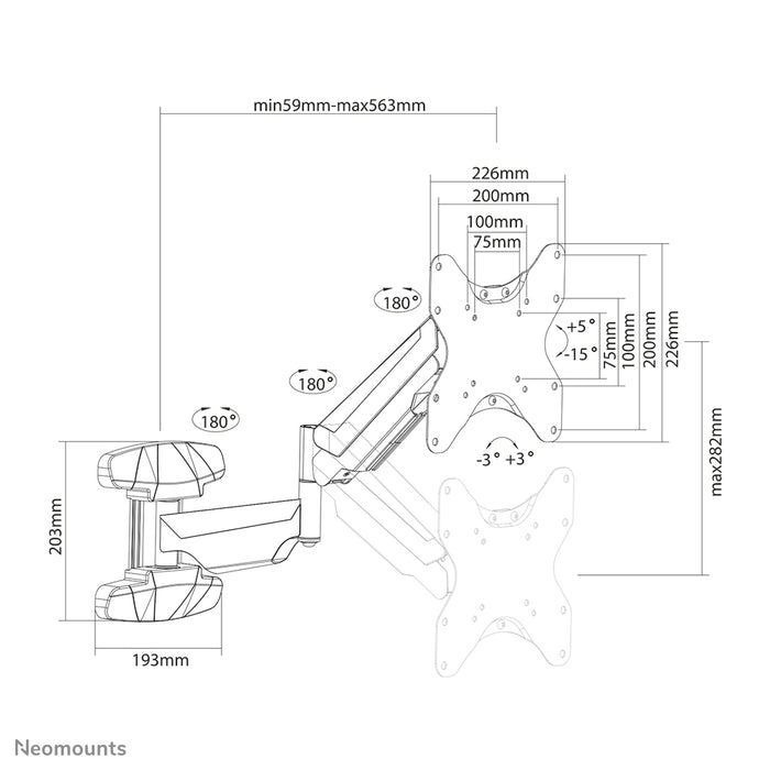 Neomounts WL70-550BL12 support mural articulé complet pour écrans de 23 à 42 pouces - Noir