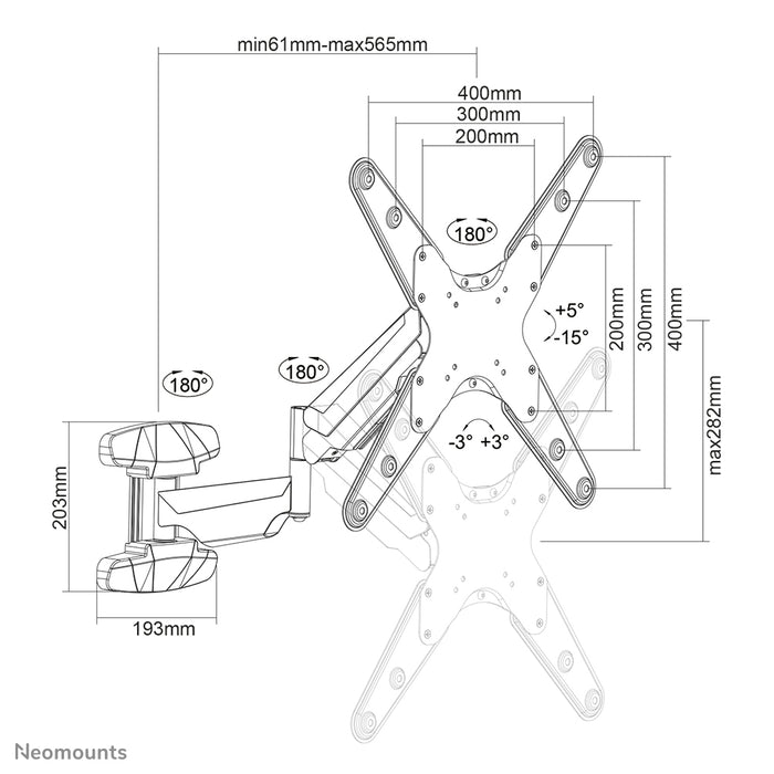 Neomounts WL70-550BL14 support mural articulé complet pour écrans de 32 à 55 pouces - Noir
