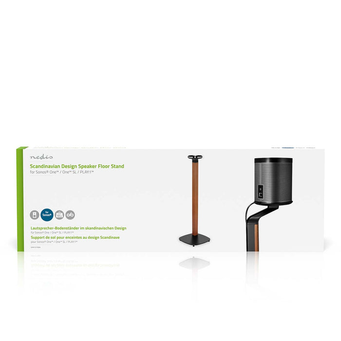 Support d'enceinte design scandinave pour Sonos One, One SL & PLAY:1 – Support en bois/métal avec gestion des câbles et amortissement des vibrations.