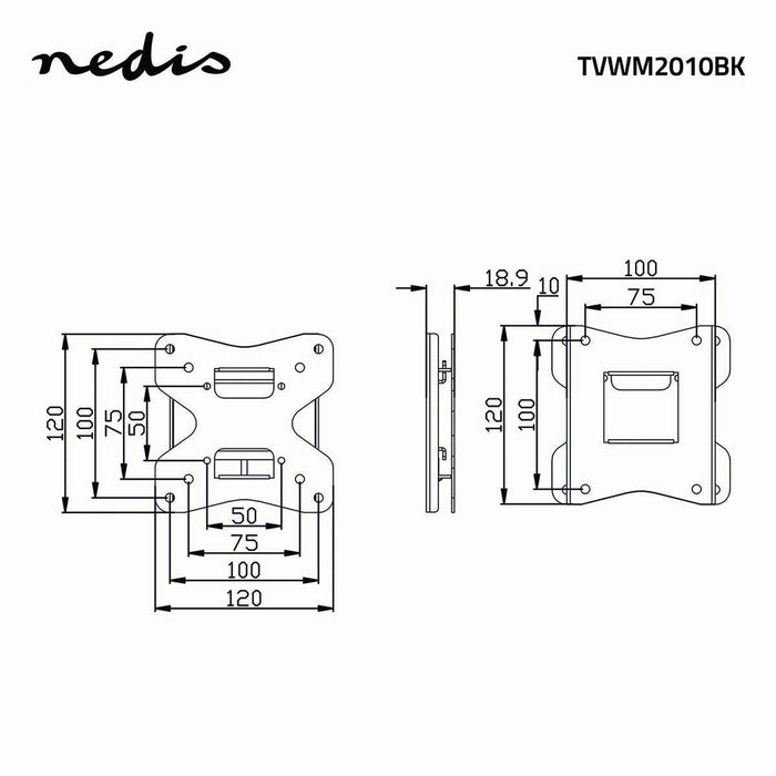 Support mural TV large | 10 - 26" | Max. 35 kg | 18 mm d'espacement mural