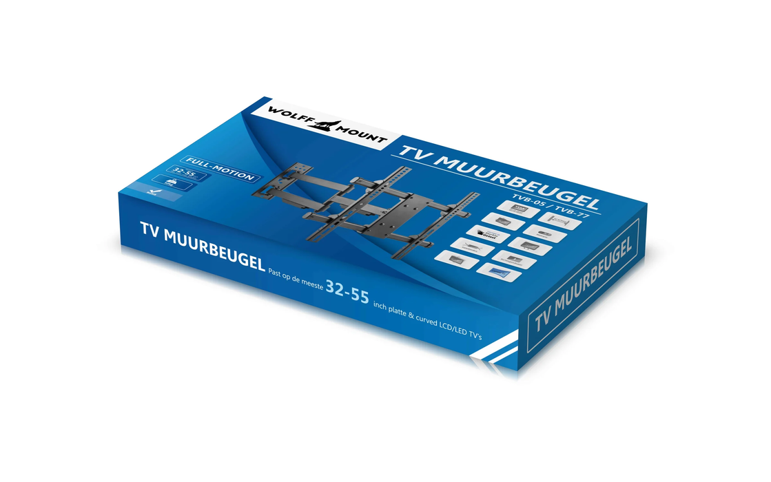 Support mural TV Wolff Mount à mouvement complet - Parfait pour téléviseurs de 32 à 55 pouces - Charge maximale de 50 KG - Garantie de 10 ans | Universel