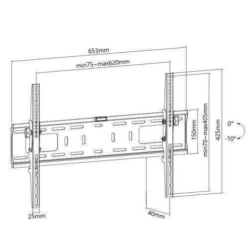 Wolff Mount Support mural TV pour téléviseur Philips de 37 à 70 pouces – Inclinable – Seulement 4 cm d’épaisseur