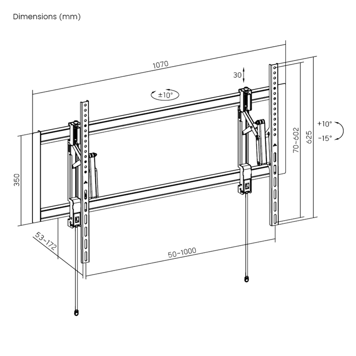Support TV coulissant, pivotant et inclinable pour montage sur cheminée 55-105 pouces et 80 kilos