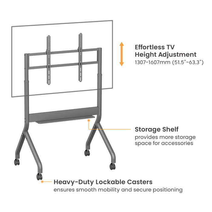 Wolff Mount TVB-136 | Meuble de présentation électrique réglable en hauteur Adapté pour 50–90 pouces | VESA 900x600 | Max. 90 kg