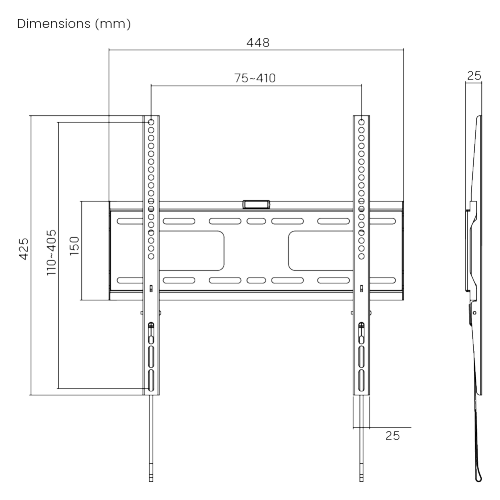 Wolff Mount Support mural universel extra-plat pour TV jusqu’à 55 pouces | Verrouillable | VESA 400x400 | À seulement 2,5 cm du mur