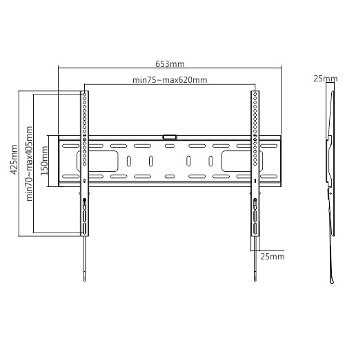 Support TV Wolff Mount Robuste | 37-90 pouces | VESA 600x400 | Universel | Garantie 10 ans