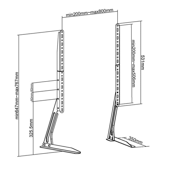Support de bureau large Nedis pour écrans de 13 à 70 pouces | Maximum 50 kg | Réglage flexible de la hauteur | Compatible VESA | Acier | Noir