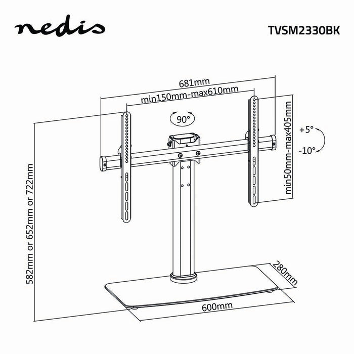 Support TV à mouvement complet | 32 - 65" | Max. 45 kg | 3 positions de hauteur
