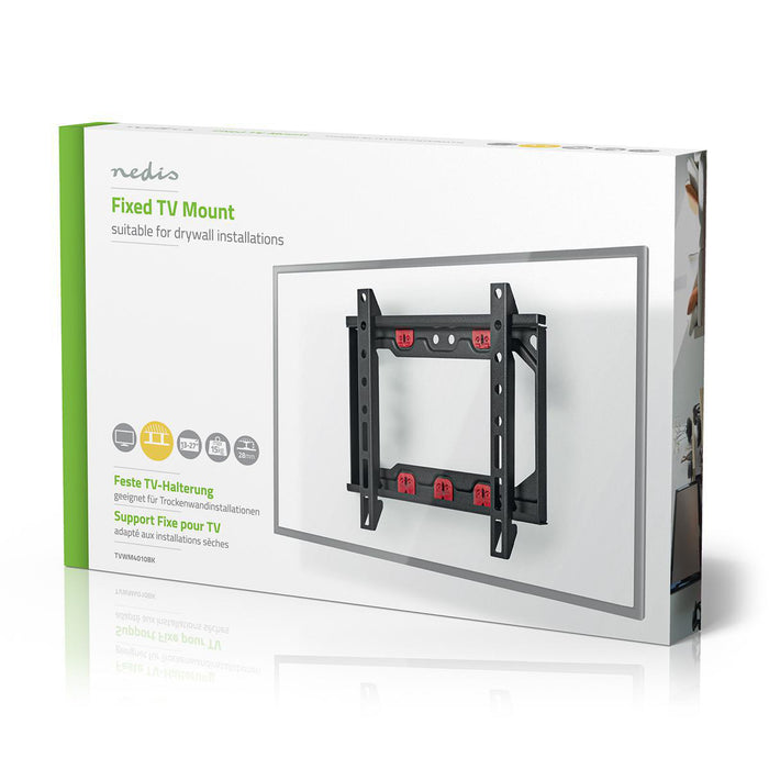 Support TV fixe pour plaques de plâtre | 13 - 27" | Max. 15 kg | 28 mm distance au mur | Noir