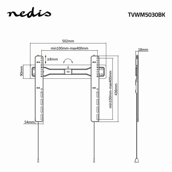 Support mural TV large | 32 - 55" | Max. 35 kg | 18 mm d'écart au mur