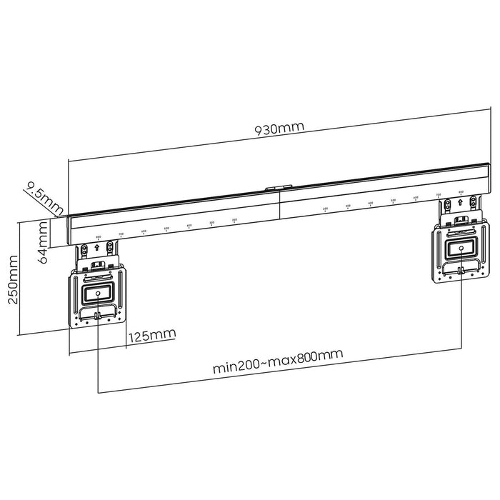 Support mural TV Nedis large 43-100 pouces - Micro-écart ultra fin - Max. 75 kg - Noir - Compatible VESA