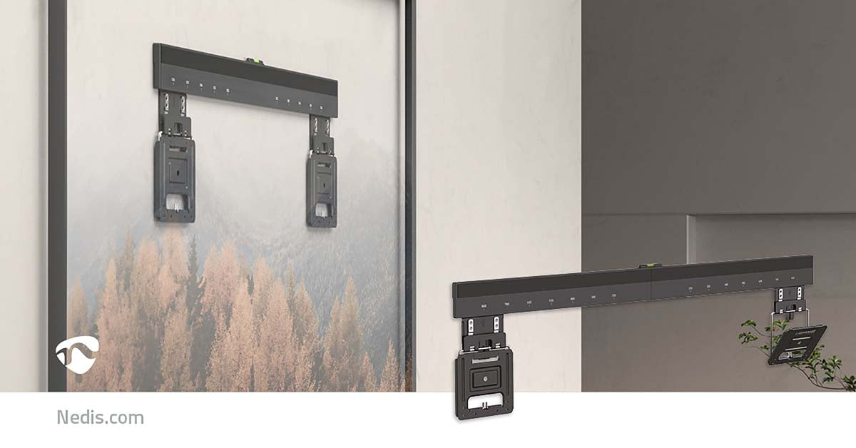 Support mural TV Nedis large 43-100 pouces - Micro-écart ultra fin - Max. 75 kg - Noir - Compatible VESA