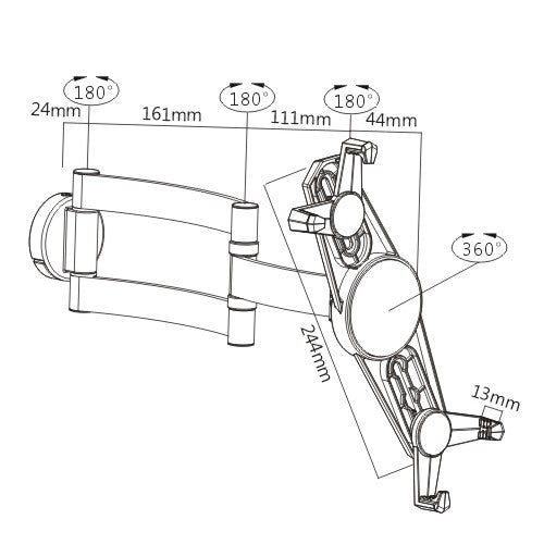 Support mural ou support de table Wolff Mount Elegante en aluminium pour tablette iPad | jusqu'à 10,4 pouces | Aluminium | Universel