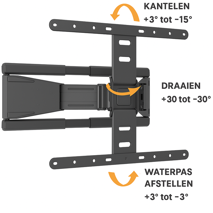 Support mural TV Wolff Mount Ultra plat à mouvement complet | Distance 19,5 à 250 mm | Pivotant - Inclinable | VESA 600x400 | Universel