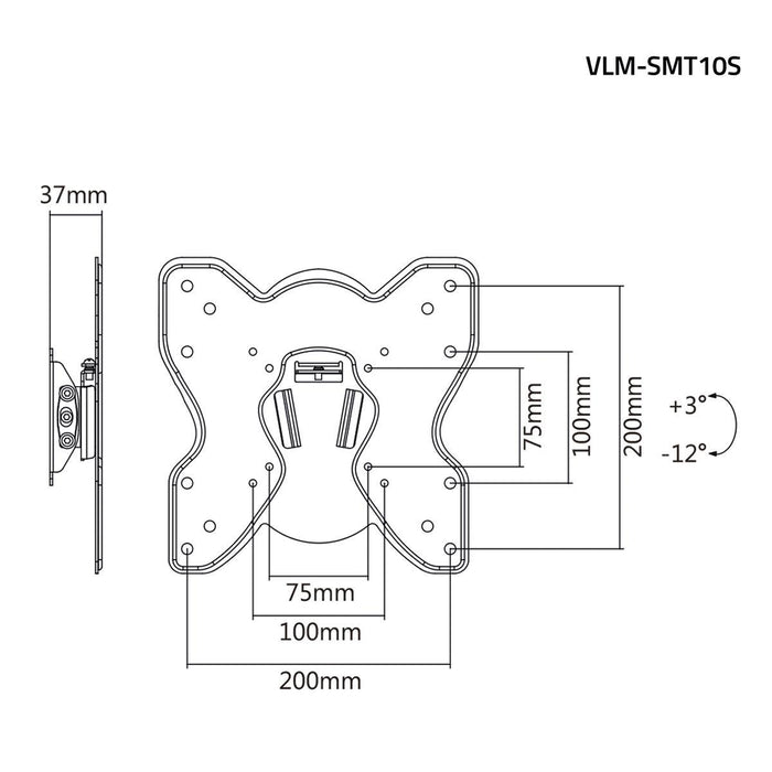 OP=OP Support mural inclinable élégant avec VESA 200x200 pour écrans jusqu'à 42"