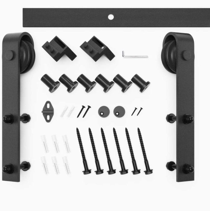 Système de porte coulissante universel Wolff Mount pour portes – rail de 2 mètres – noir mat – galets à roulement fluides