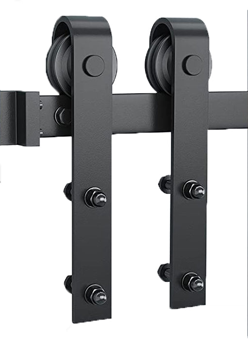 Système de porte coulissante universel Wolff Mount pour portes – rail de 2 mètres – noir mat – galets à roulement fluides