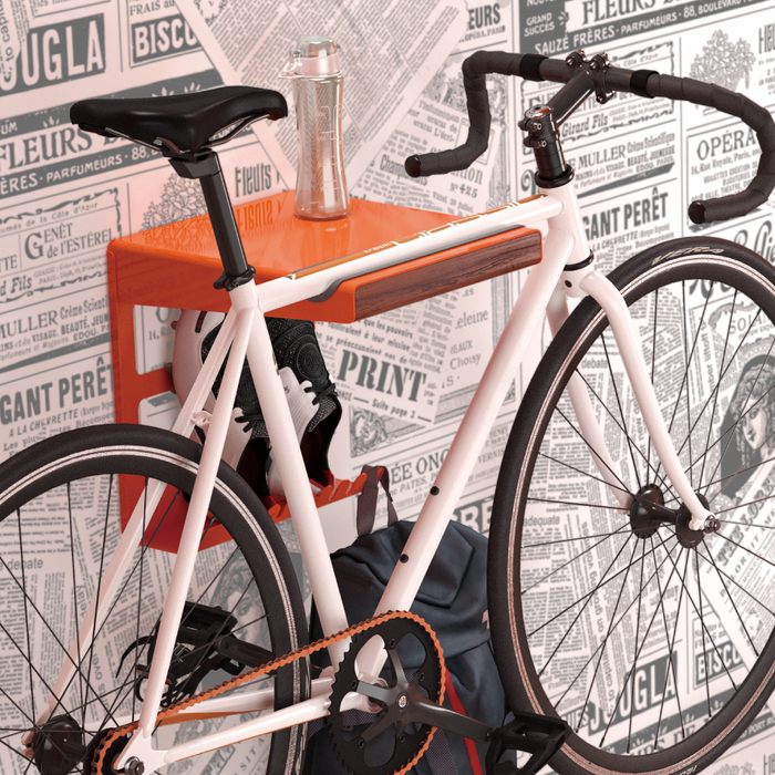 Wolff Mount Support Mural en Métal pour Vélo de Course Dutch Orange avec Étagère de Rangement