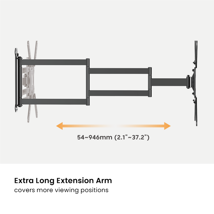 Support mural TV Full-Motion extra long jusqu'à 65 pouces pour Samsung | Jusqu'à 95 cm du mur ! | VESA max 400x400