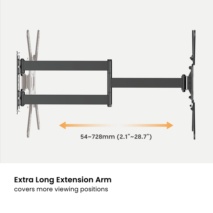 Support mural Wolff Mount Lange TV pour Philips 32-65 pouces (73 cm du mur) | Universel | VESA 400x400