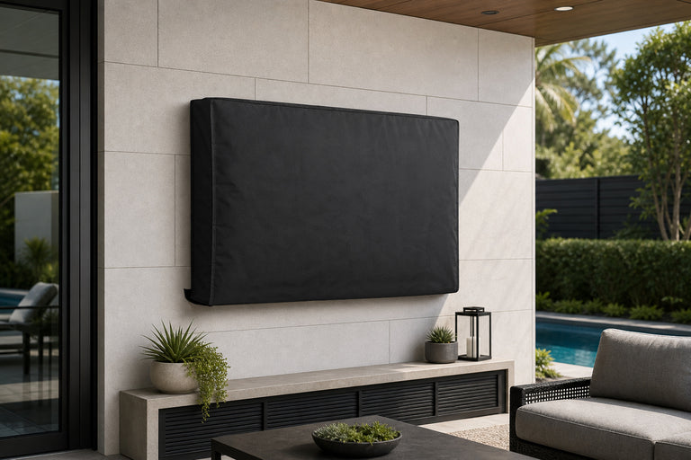 Housse de protection pour TV extérieure | 46" - 48" | Tissu Oxford de qualité supérieure | Compartiment séparé pour télécommande | Noir