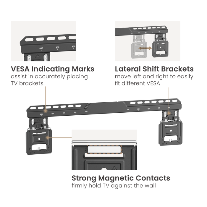 Support mural TV ultra plat Wolff Mount 9 mm 32-86 pouces | Support TV fixe jusqu'à 75 kg