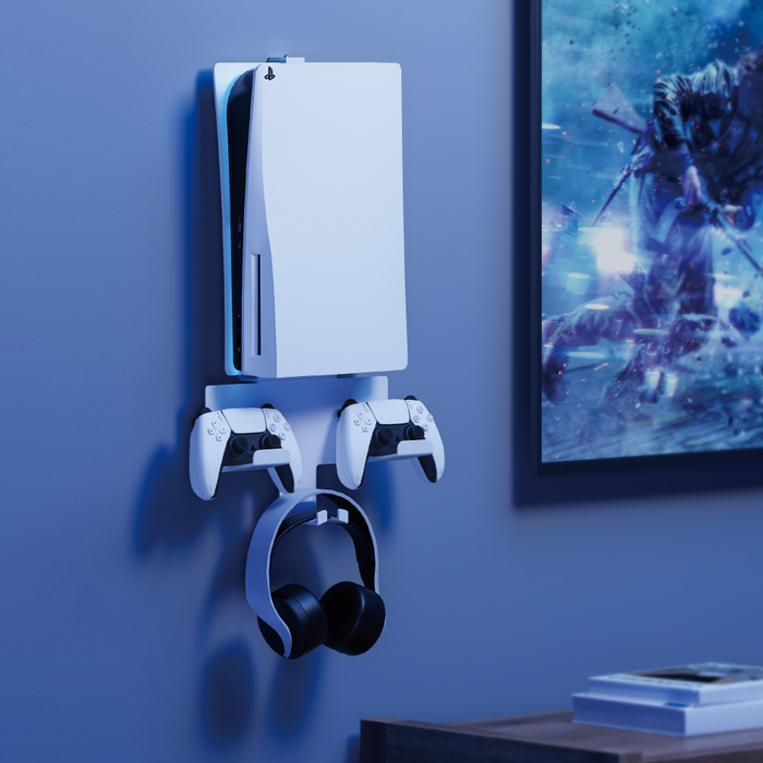 Support Wolff Mount PS5 – Support mural pour PlayStation 5 et manettes – Blanc