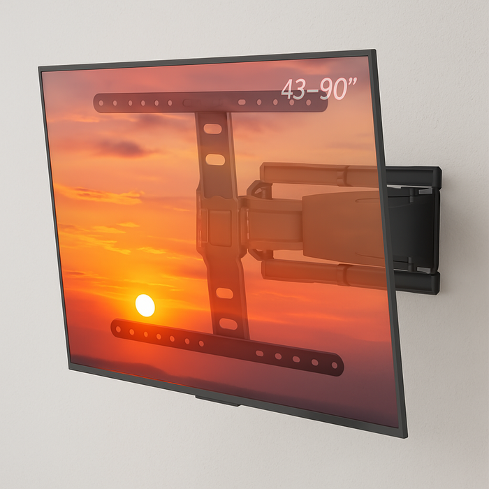 Support mural TV Wolff Mount Ultra plat à mouvement complet | Distance 19,5 à 250 mm | Pivotant - Inclinable | VESA 600x400 | Universel