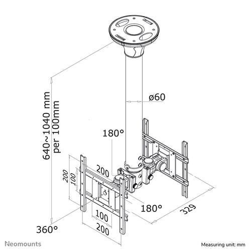 Neomounts FPMA-C200D Support de plafond pour TV