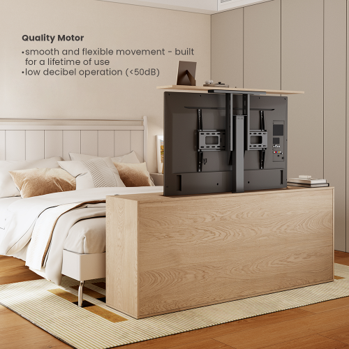 Wolff Mount Ascenseur TV électrique vertical jusqu'à 80 pouces d'écran | Soulève jusqu'à 60 kilos | avec application, commande vocale et télécommande