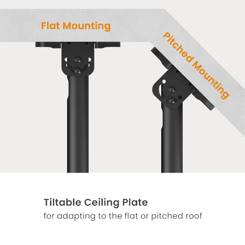 Wolff Mount Support TV universel pour plafond – 32 à 55 pouces – Orientable et inclinable – Convient également aux plafonds inclinés