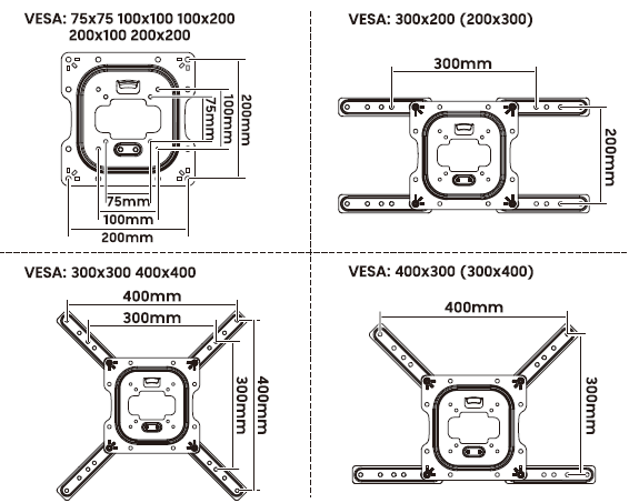 Support mural Wolff Mount Lange TV pour Philips 32-65 pouces (73 cm du mur) | Universel | VESA 400x400