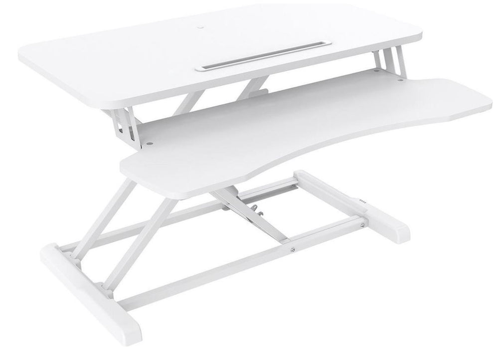 Wolff Mount Zit- sta suréleveur de poste de travail à domicile pour ordinateur portable et ordinateur | Abordable | Blanc | Universel | Réglage de hauteur par vérin à gaz